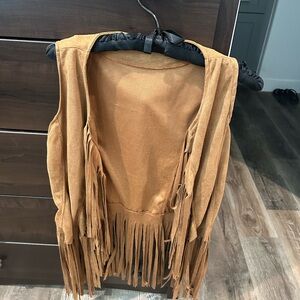 Fringed Tan Vest Cowgirl